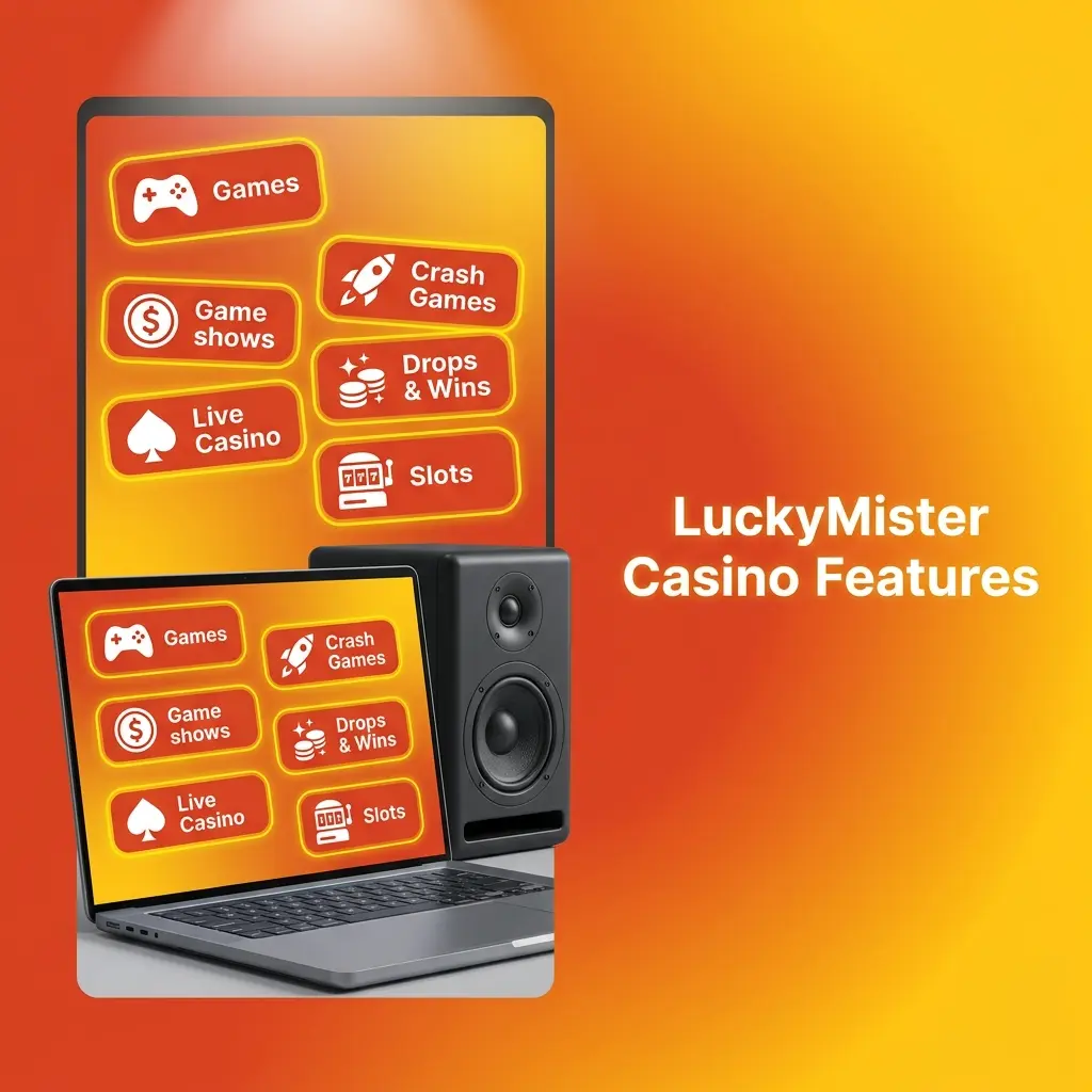 LuckyMister Casino features with games, sportsbook, bonuses, payments and x35 wagering for UK players